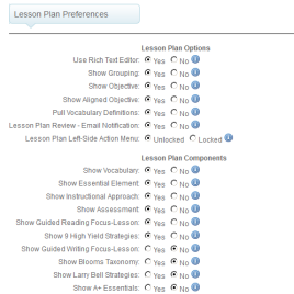 Lesson Plan Preferences